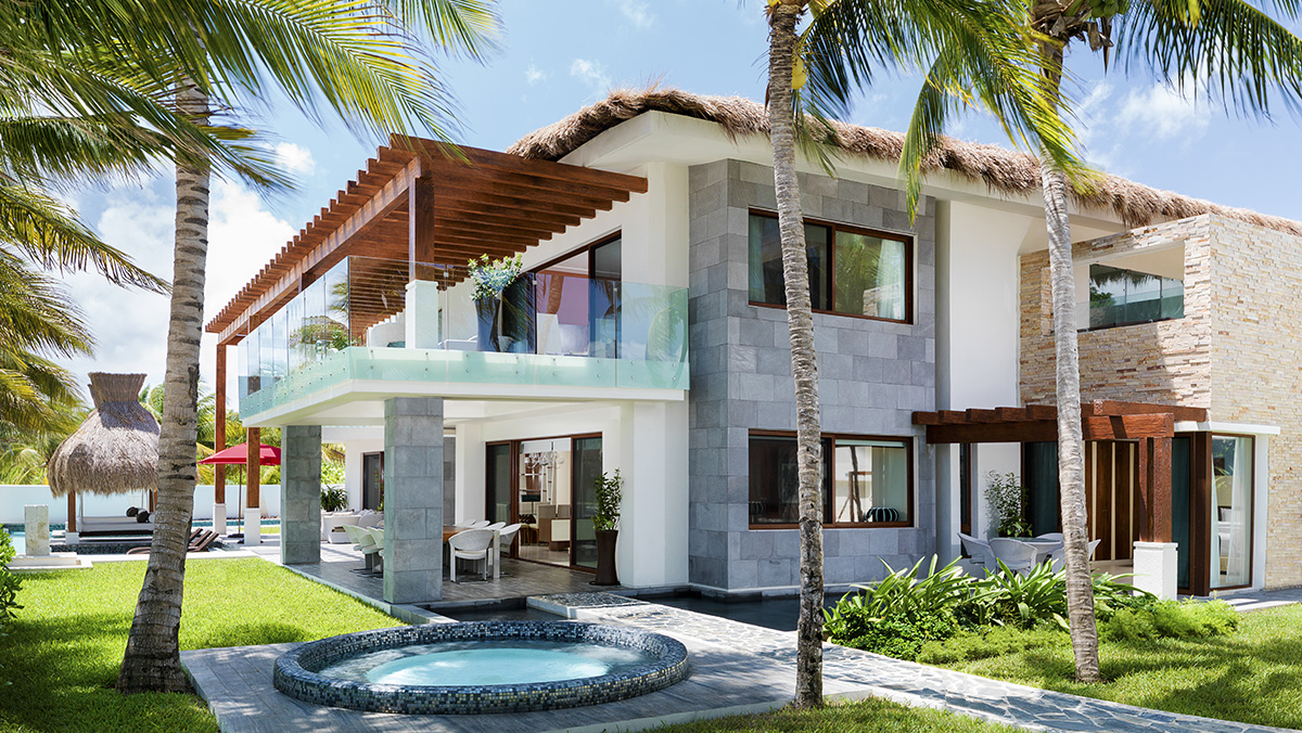 Wonderful exterior view at the luxury Riviera Maya beach resort | Azul Villa Esmeralda